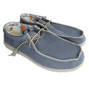 Hey Dude Wally Sox Blue Triple Needle Loafers Size 13